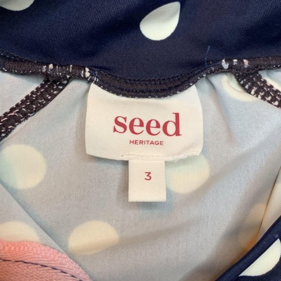 SEED HERITAGE Polka Dot Rash Guard Girls 3 3T Girl Rashie Swim Top Blue Spots - Picture 5 of 6